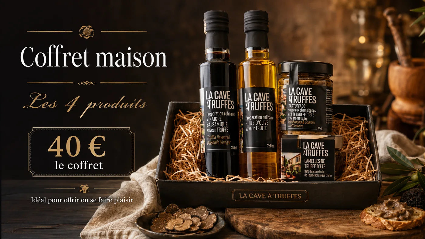 Coffret maison de quatre produits à la truffe proposé à 40 euros