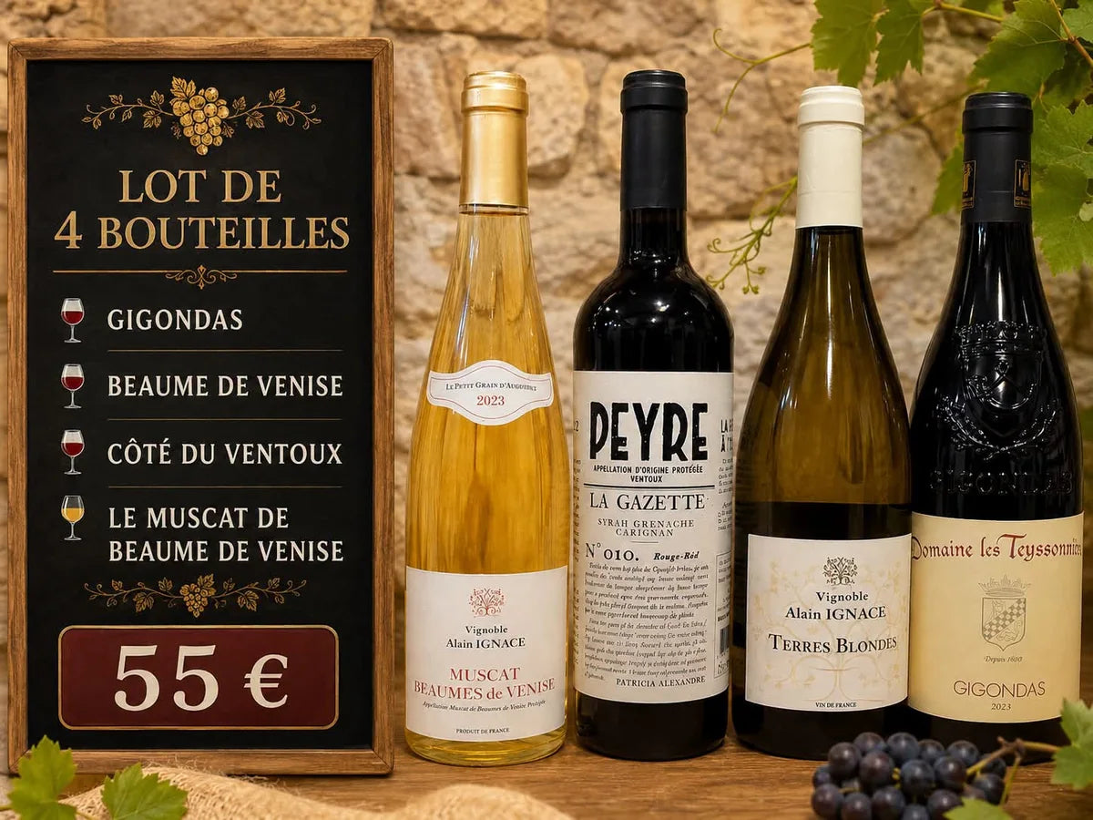 Lot de quatre bouteilles de vin proposé à 55 euros